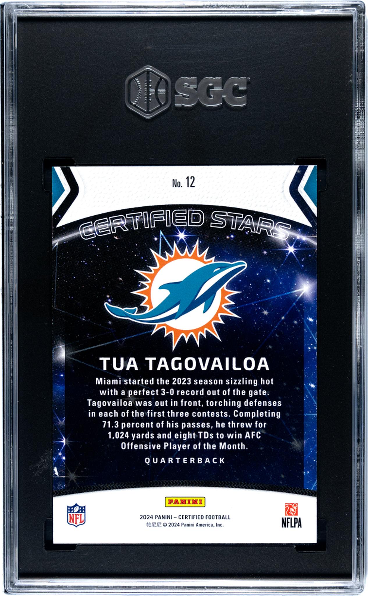2024 Panini Certified #12 Tua Tagovailoa Certified Stars Mirror Red 91/99 SGC 9