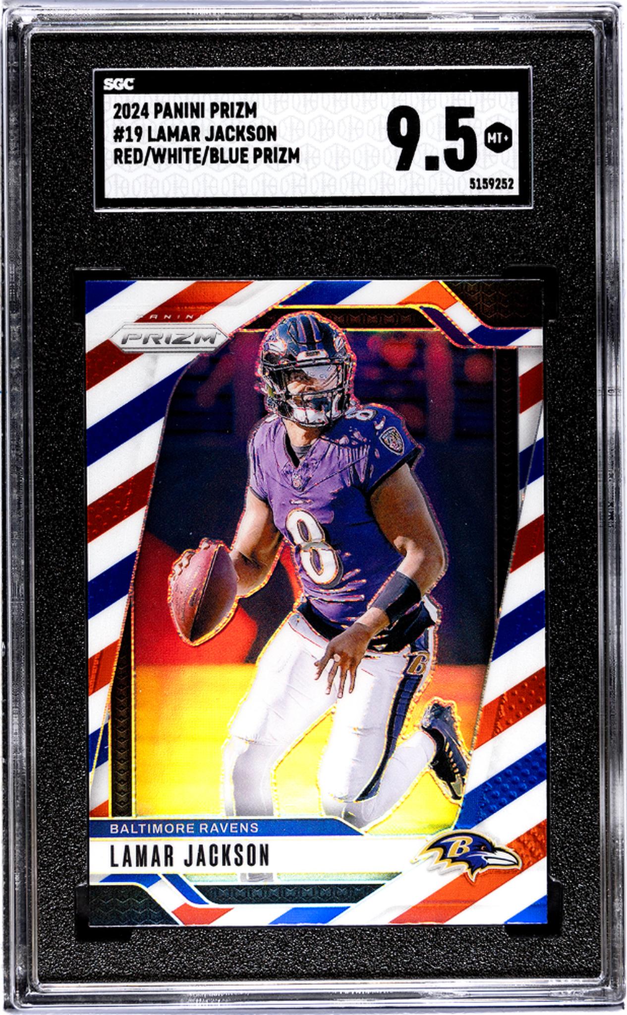 2024 Panini Prizm #19 Lamar Jackson RWB Prizm SGC 9.5