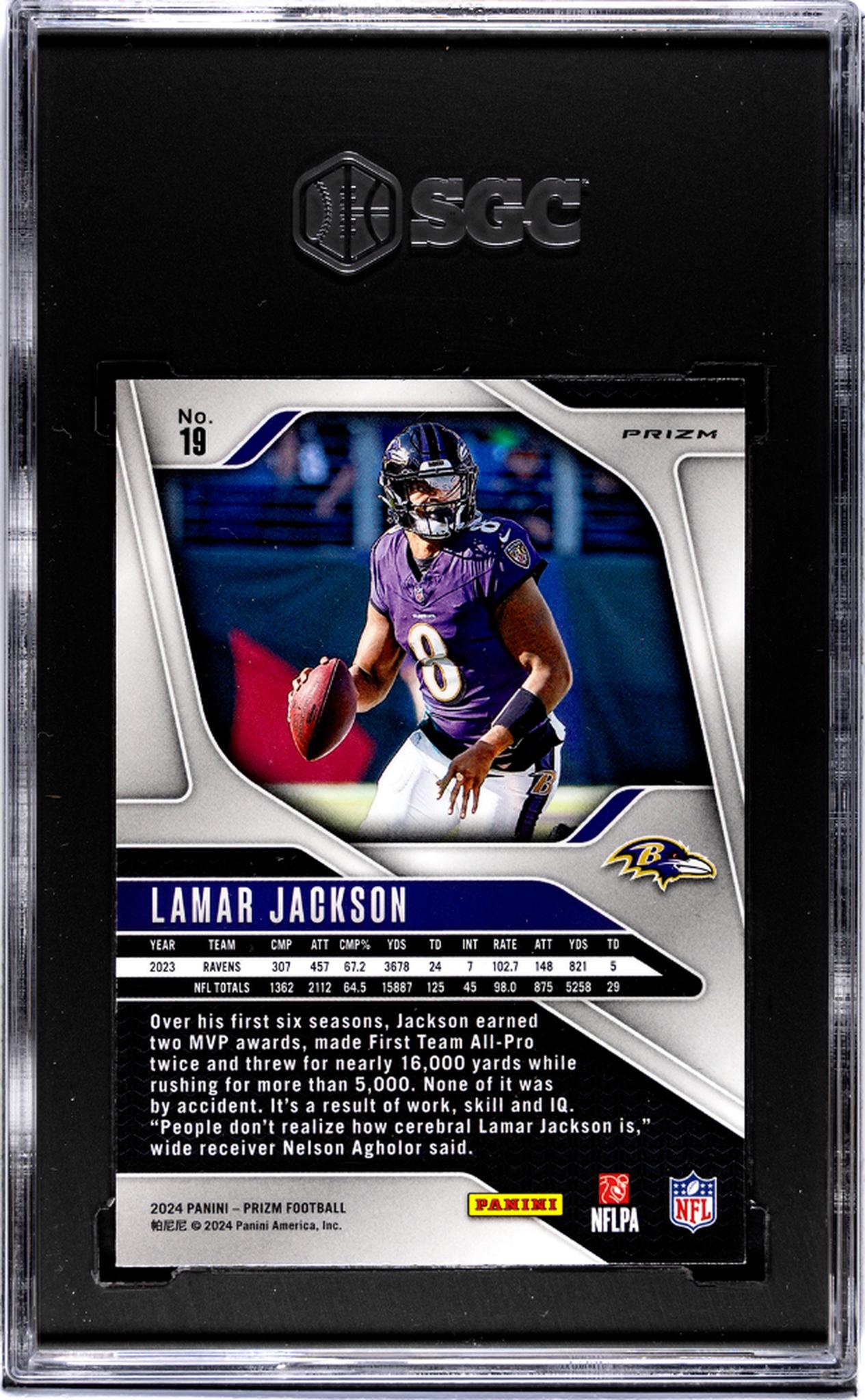 2024 Panini Prizm #19 Lamar Jackson RWB Prizm SGC 9.5