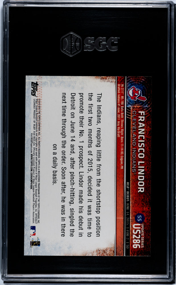 2015 Topps Update #US286 Francisco Lindor Rookie Debut SGC 9.5
