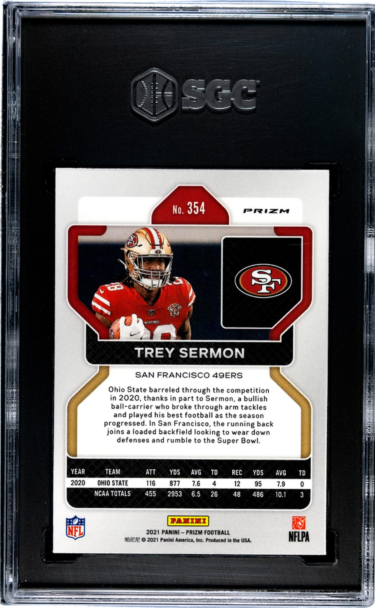 2021 Panini Prizm #354 Trey Sermon Lazer Rookie  SGC 10