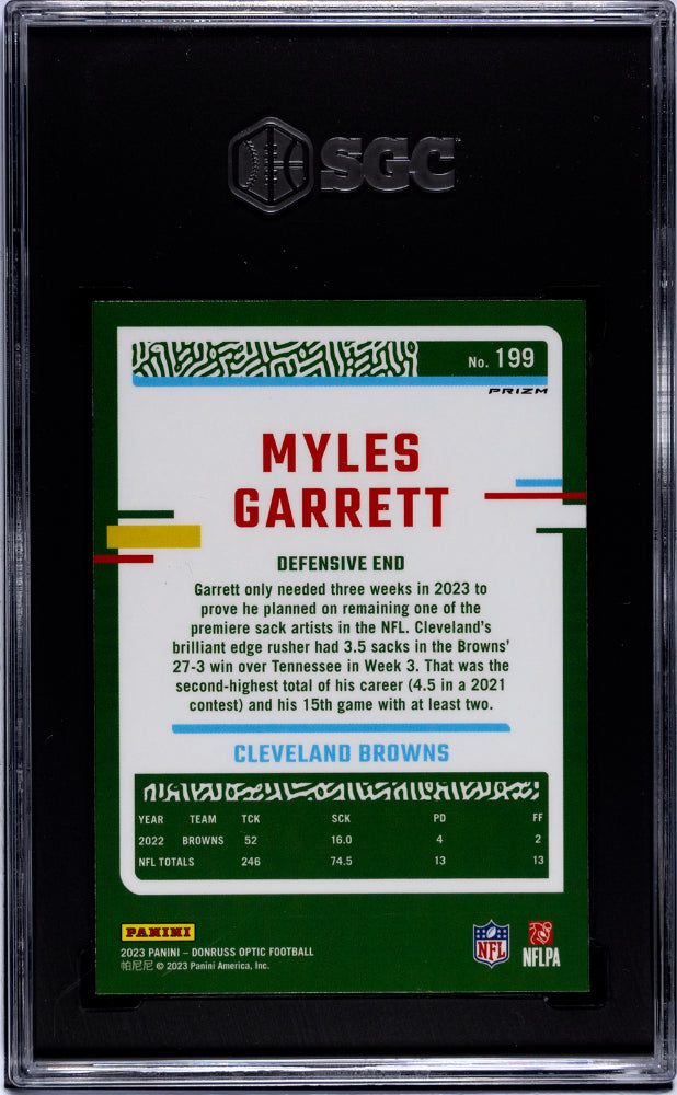 2023 Panini Donruss Optic Myles Garrett Stars Prizm #199 SGC 10