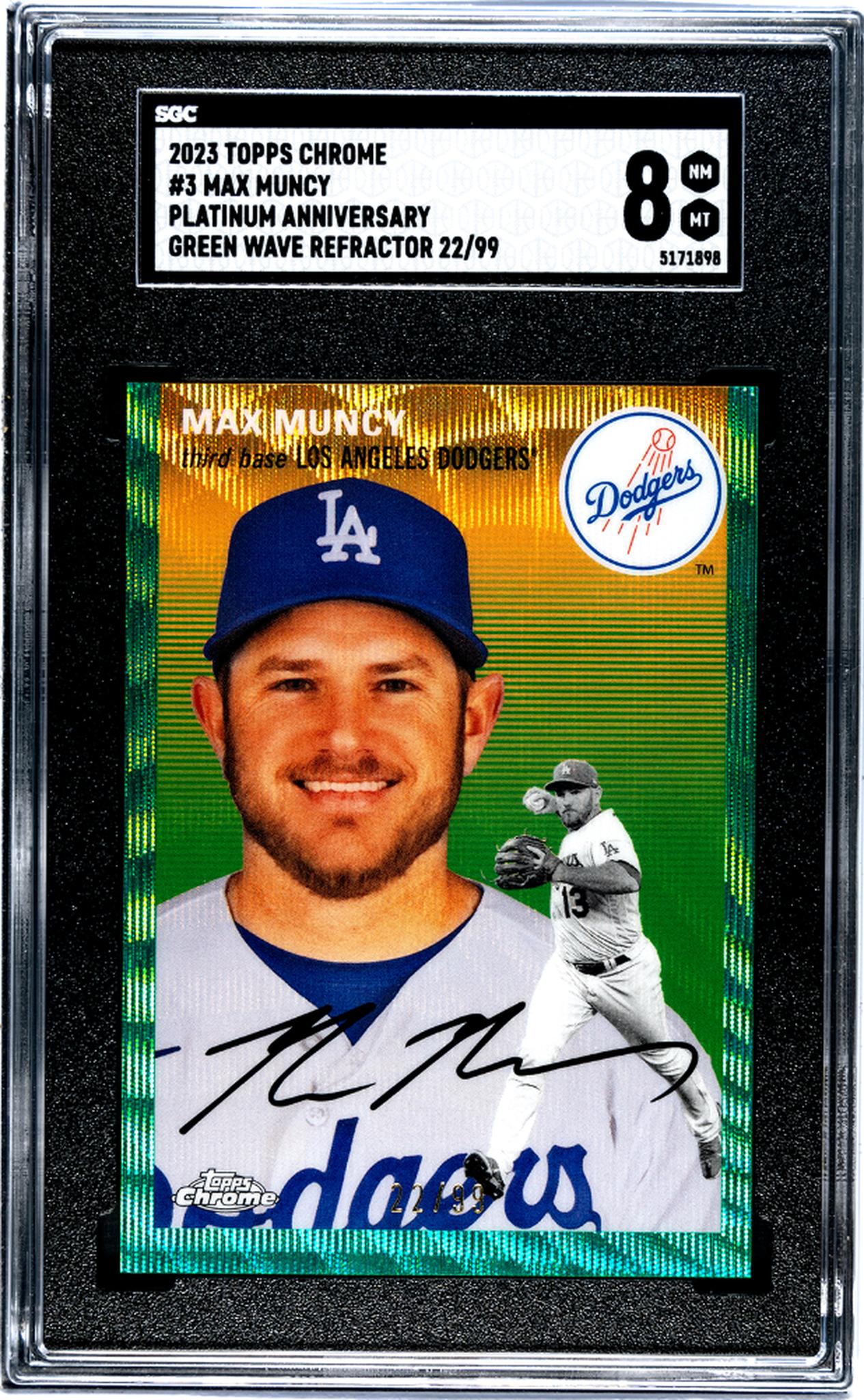 2023 Topps Chrome Platinum Anniversary #3 Max Muncy Green Wave Ref. 22/99 SGC 8