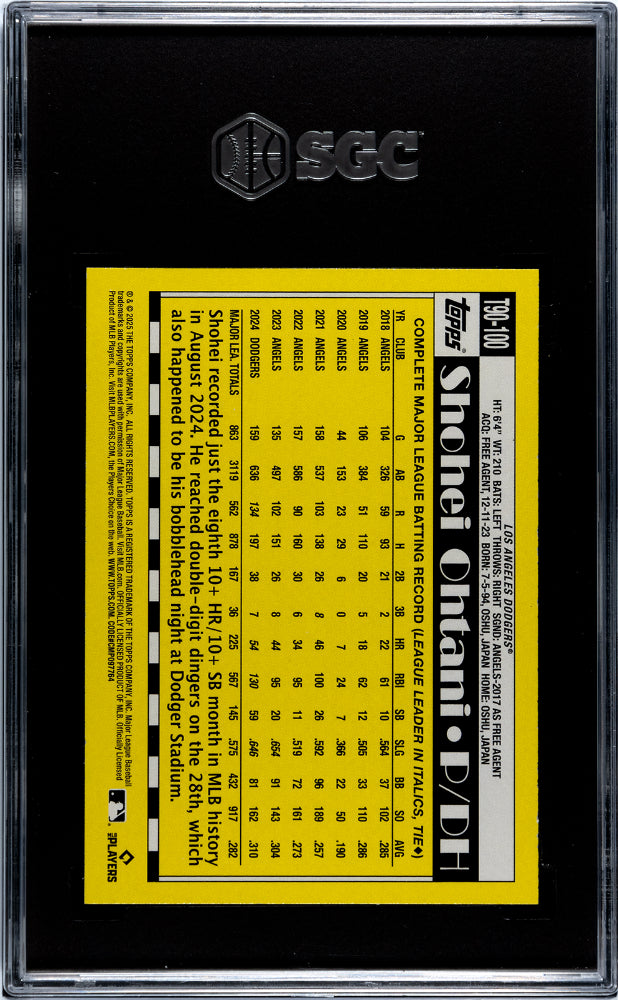 2025 Topps Baseball '90 Design Shohei Ohtani #T90-100 SGC 9.5