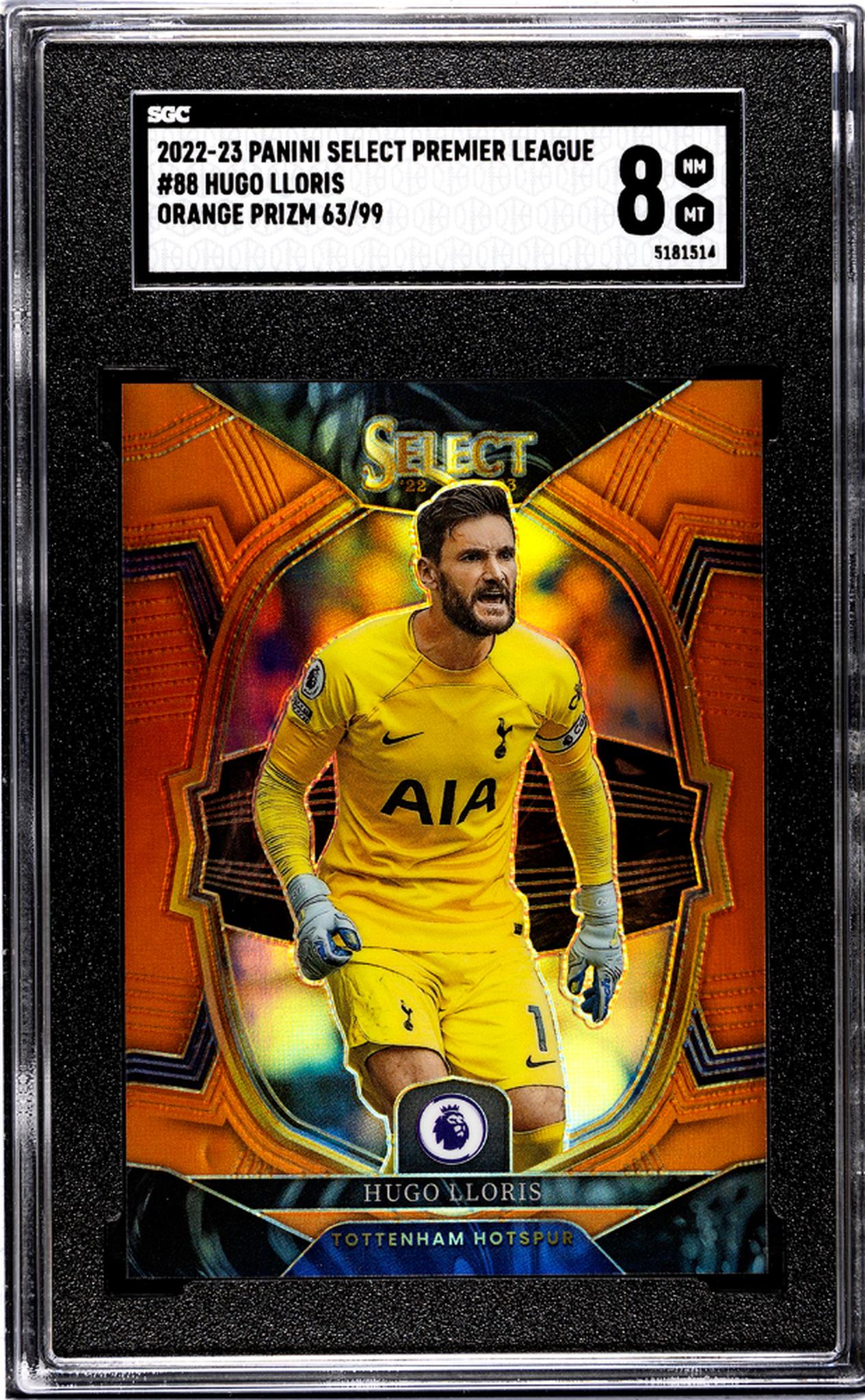 2022-23 Panini Select Premier League #88 Hugo Lloris Orange Prizm /99 SGC 8