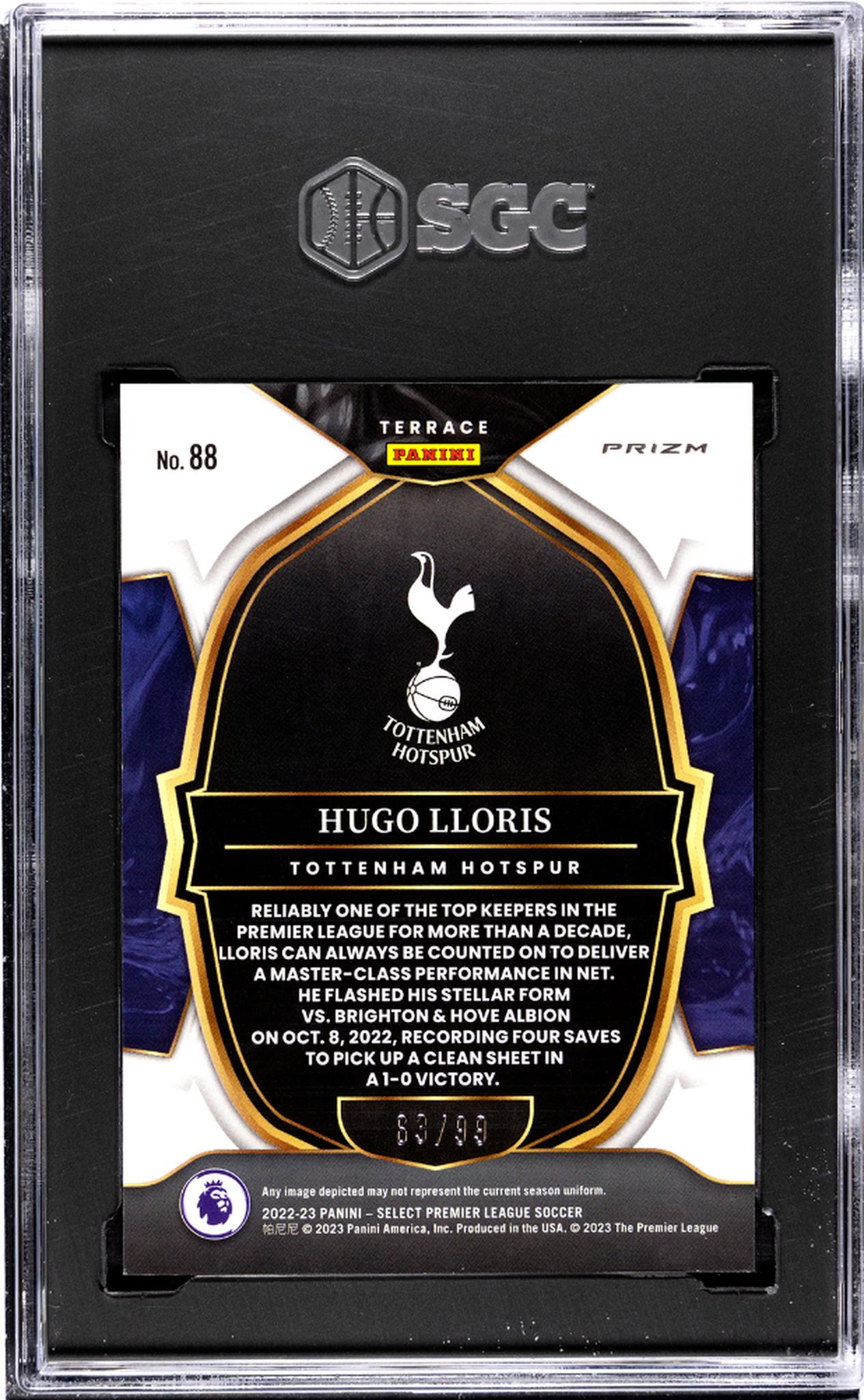 2022-23 Panini Select Premier League #88 Hugo Lloris Orange Prizm /99 SGC 8