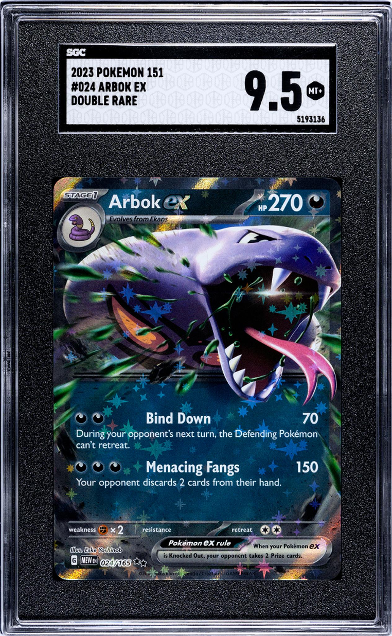 2023 Pokémon Scarlet & Violet 151 Double Rare Arbok #024/165 EX SGC 9.5