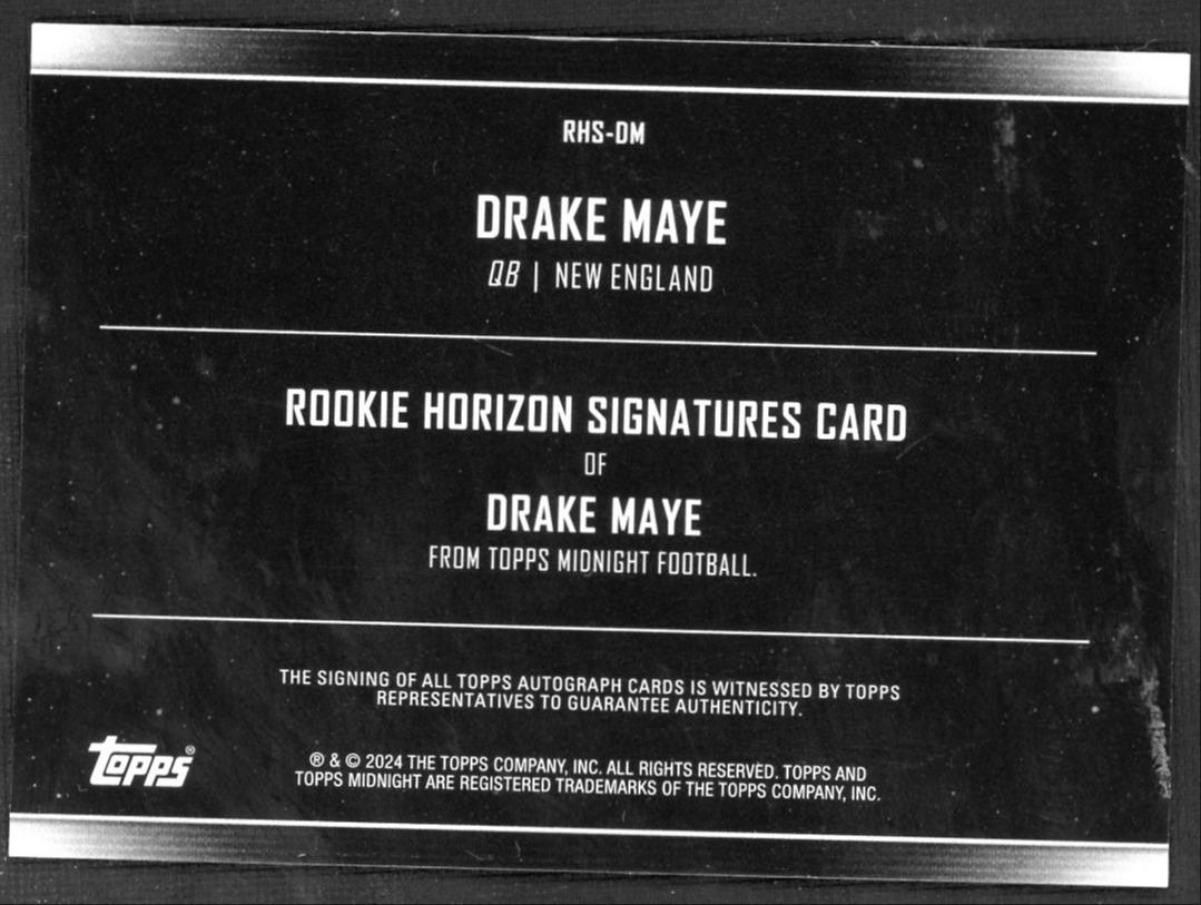 2024 Topps Midnight Rookie Horizon Signatures Drake Maye