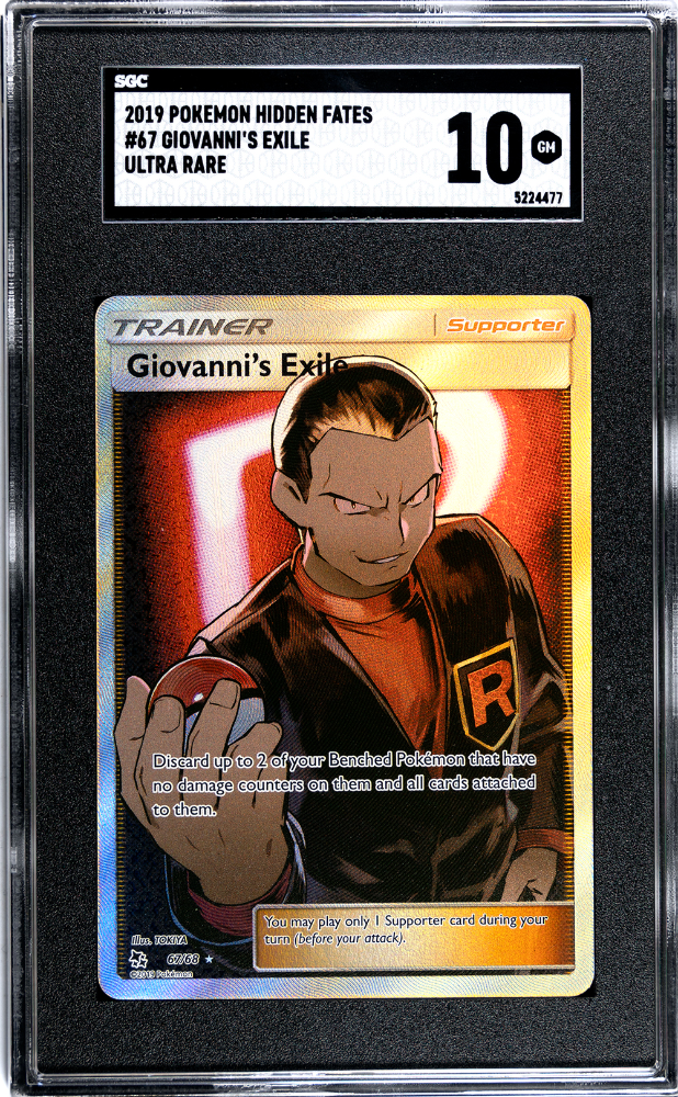 2019 Pokémon Sun & Moon Hidden Fates Trainer Giovanni's Exile #67/68 SGC 10