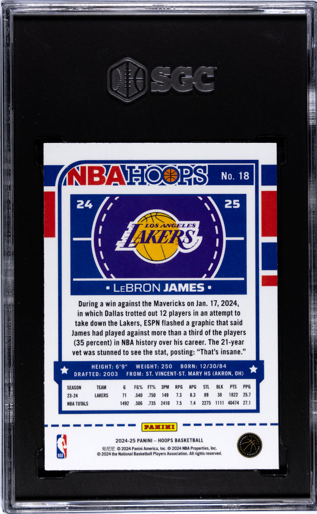2024-25 Panini Hoops Premium LeBron James #18 SGC 9.5