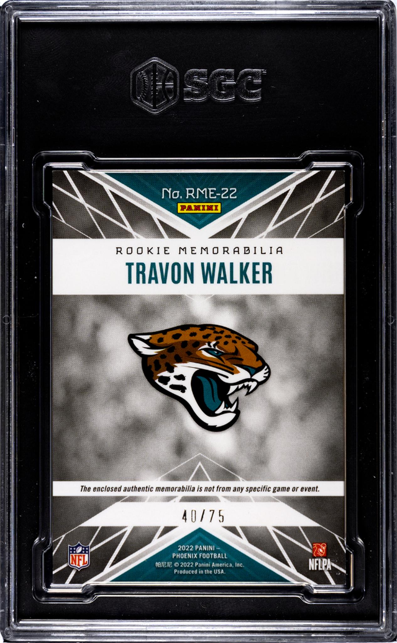 2022 Panini Phoenix Travon Walker #RME-22 /75 SGC 9.5