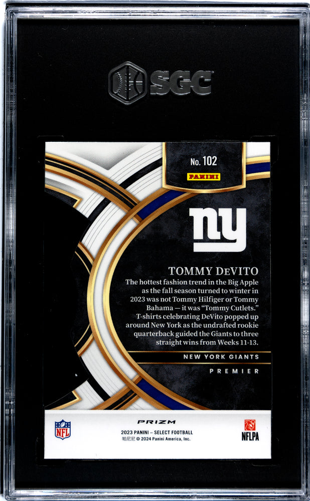 2023 Panini Select #102 Tommy Devito Black/Green Die-Cut Prizm SGC 9.5