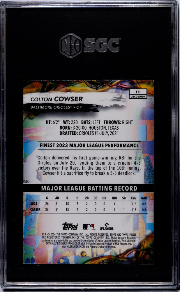 2024 Topps Finest #111 Colton Cowser SGC 9.5