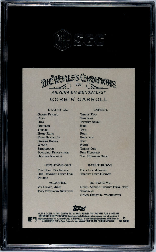 2023 Topps Allen & Ginter Corbin Carroll #368 RC SGC 9