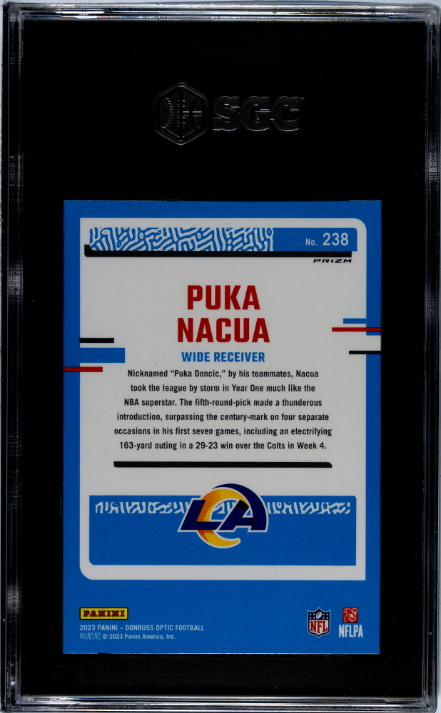 2023 Panini Donruss Optic #238 Puka Nacua Holo Prizm Holo Rookie SGC 9.5 MT+