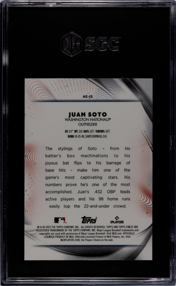 2022 Topps Finest #AE-JS Juan Soto Aura of Excellence SGC 10