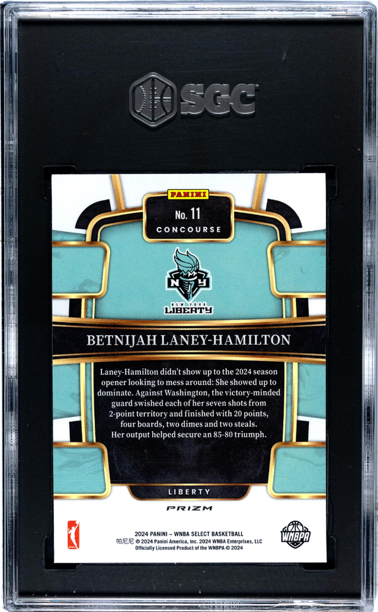 2024 Panini Select Pink Ice Betnijah Laney-Hamilton #11 SGC 9.5