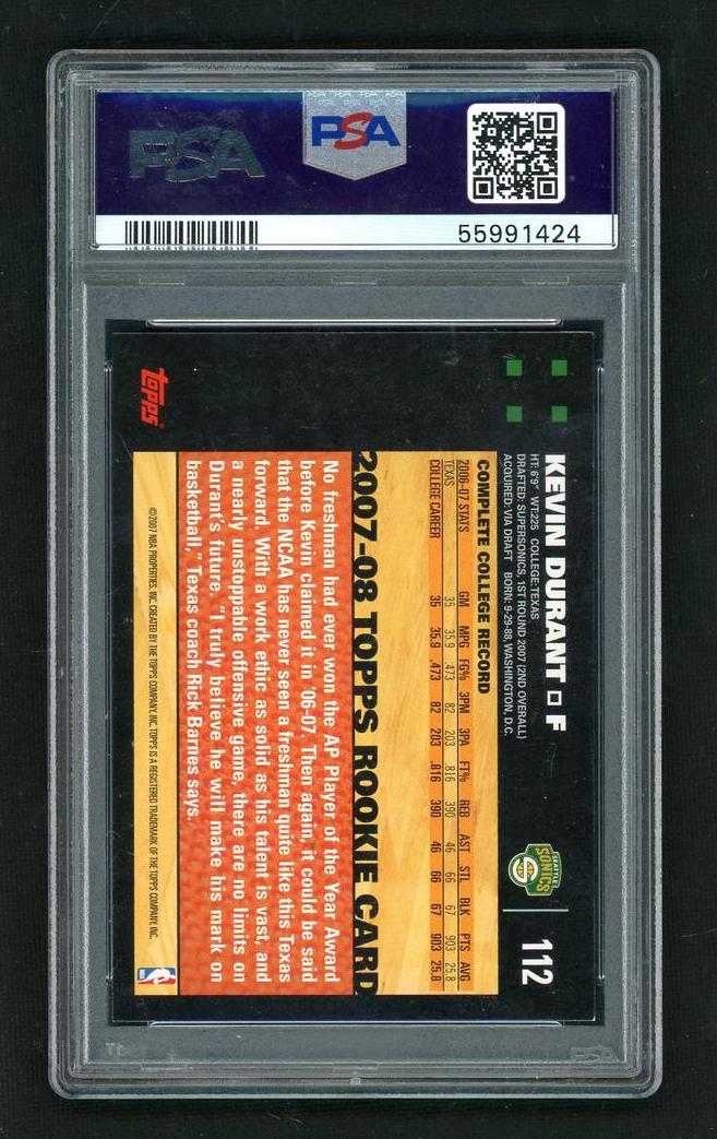 2007 Topps Kevin Durant #112 PSA 9
