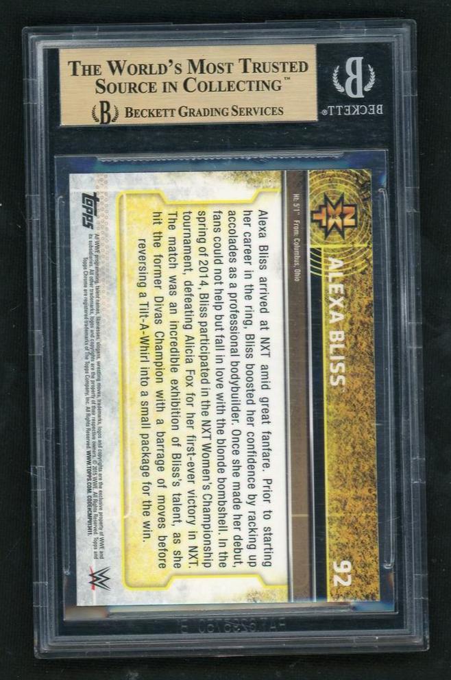 2015 Topps Chrome 92 Alexa Bliss NXT Rookie Beckett 9.5 Gem Mint NXT