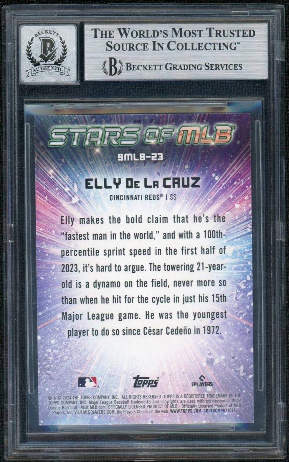 2024 Topps SMLB-23 Elly De La Cruz Authentic Auto BGS