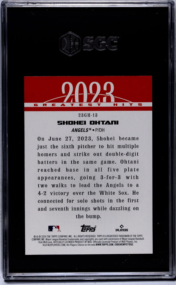 2024 Topps #23GH-13 Shohei Ohtani '23 Greatest Hits SGC 9.5 MT+ Angels