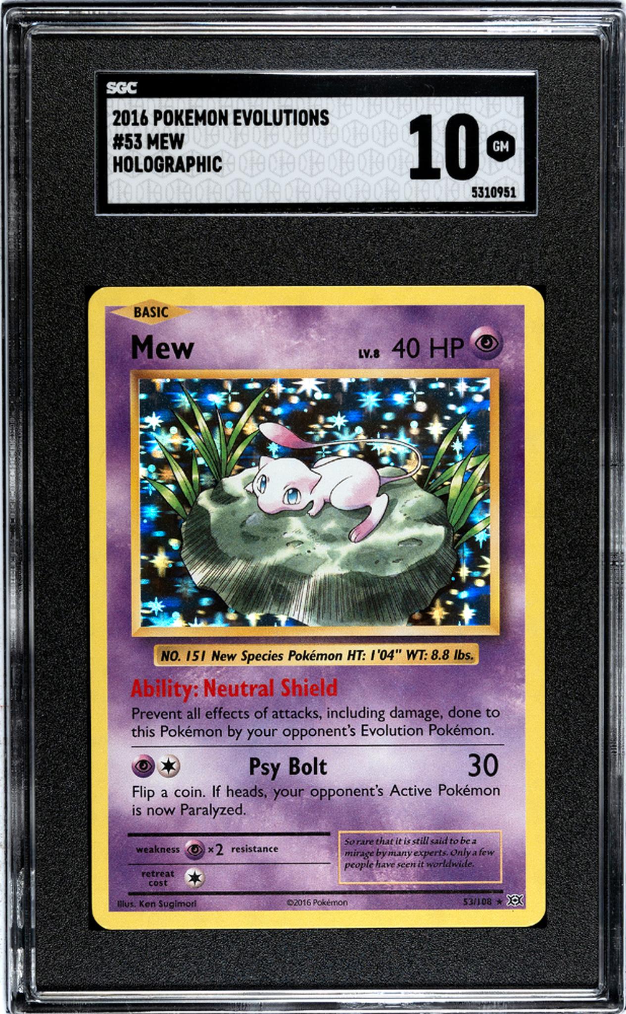 2016 Pokemon Evolutions #53/108 Mew Holographic SGC 10