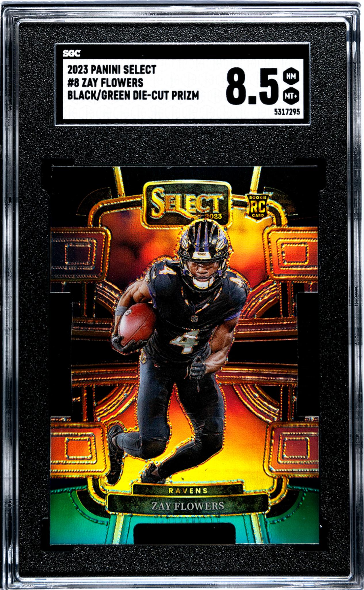 2023 Panini Select #8 Zay Flowers Black/Green Die-Cut Prizm SGC 8.5