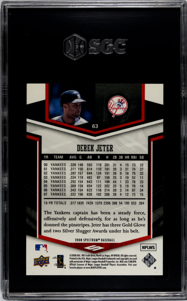 2008 Upper Deck Spectrum #63 Derek Jeter Red /99 SGC 9.5