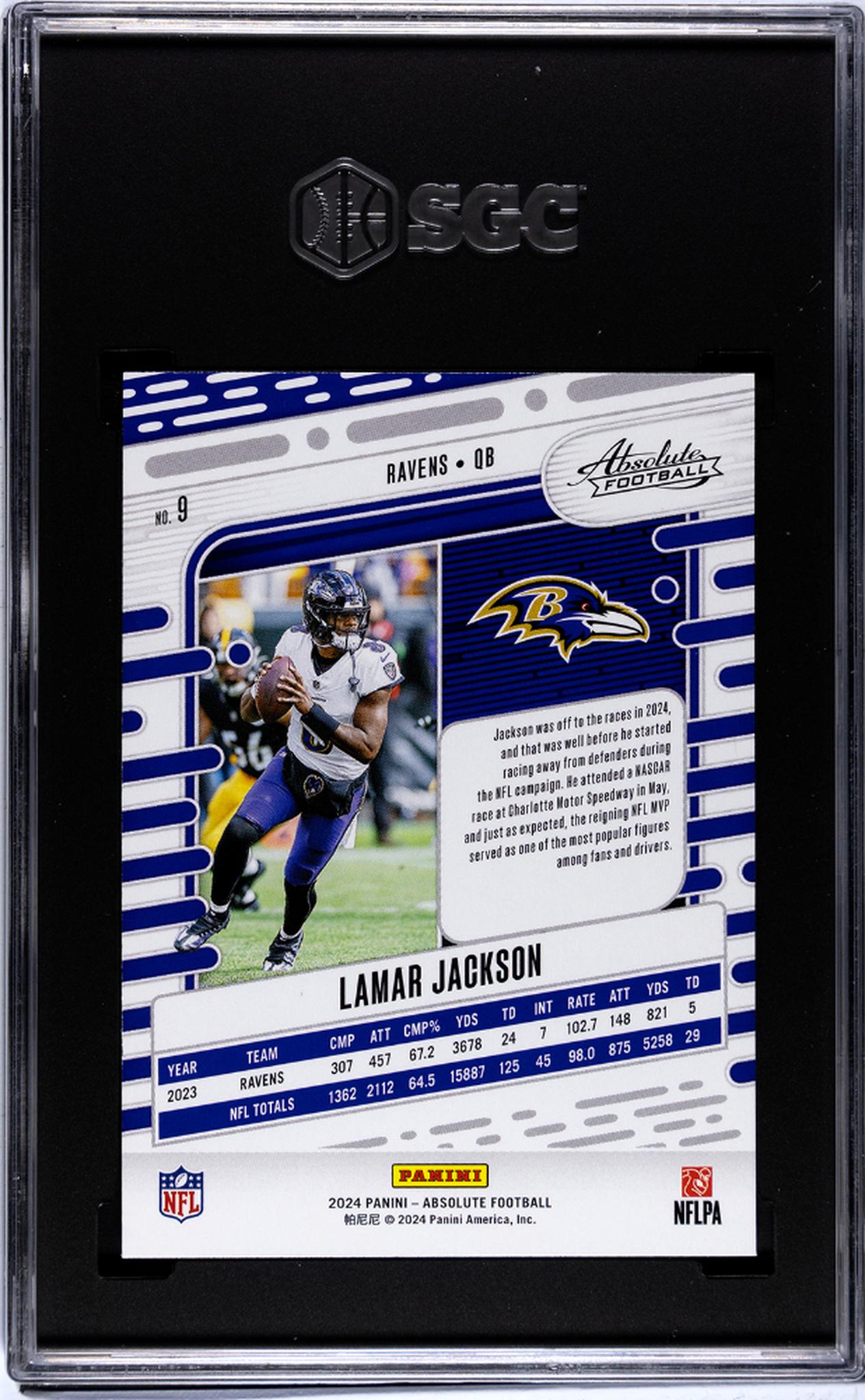 2024 Panini Absolute #9 Lamar Jackson Retail SGC 10