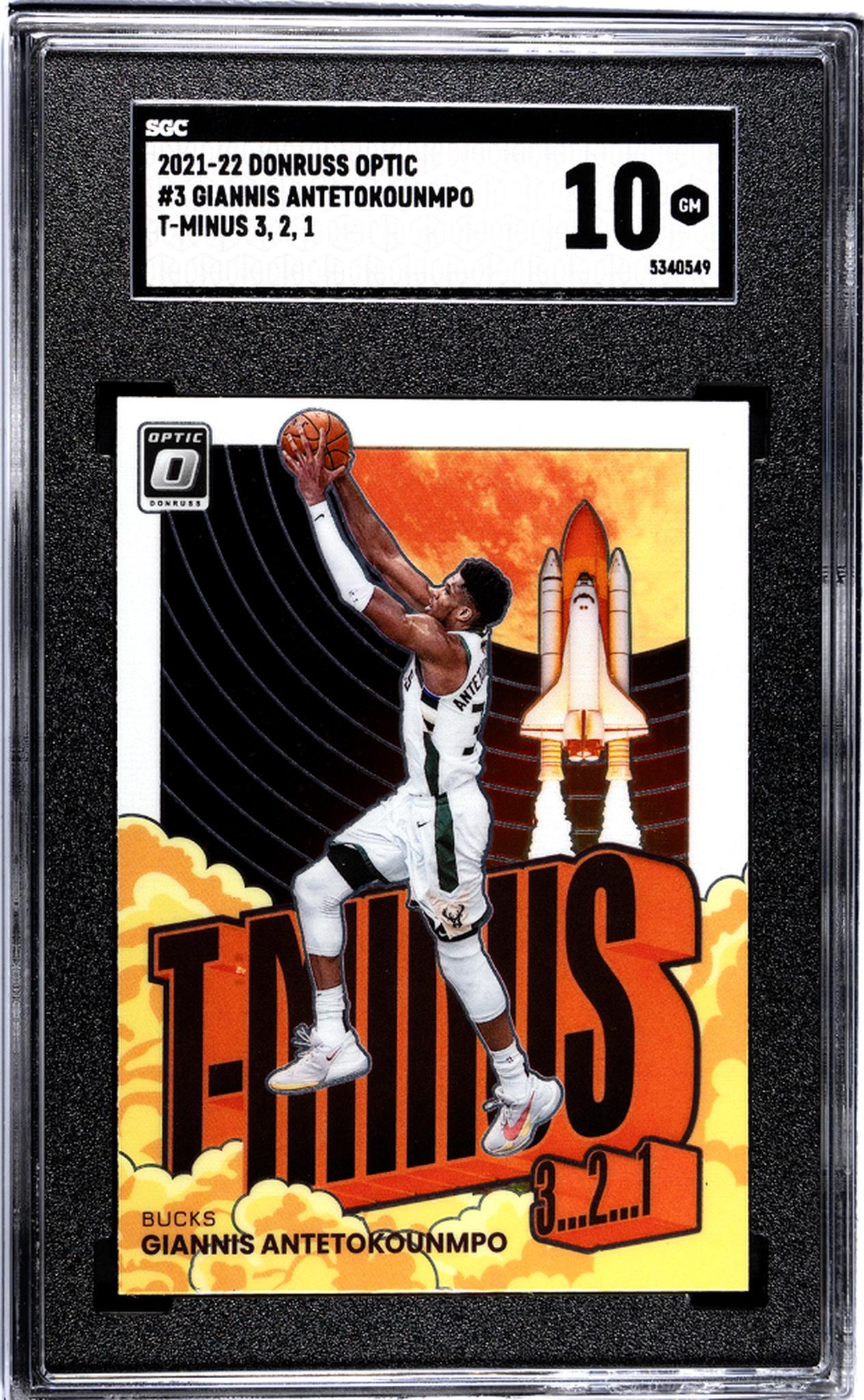 2021-22 Donruss Optic #3 Giannis Antetokounmpo T-Minus 3, 2, 1 SGC 10