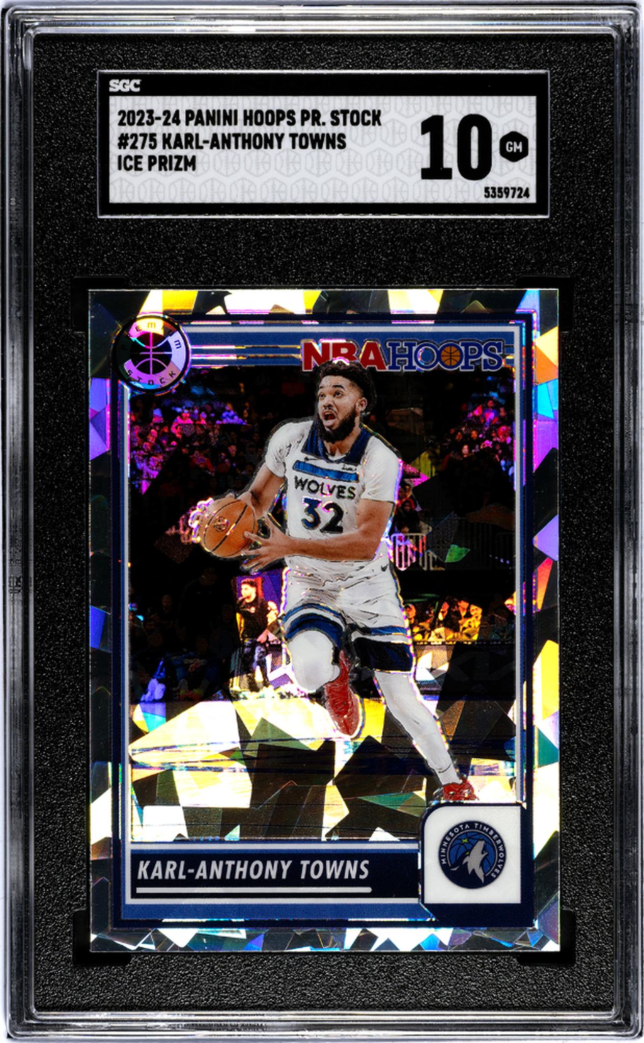 2023-24 Panini Hoops Premium Stock #275 Karl-Anthony Towns Ice Prizm SGC 10