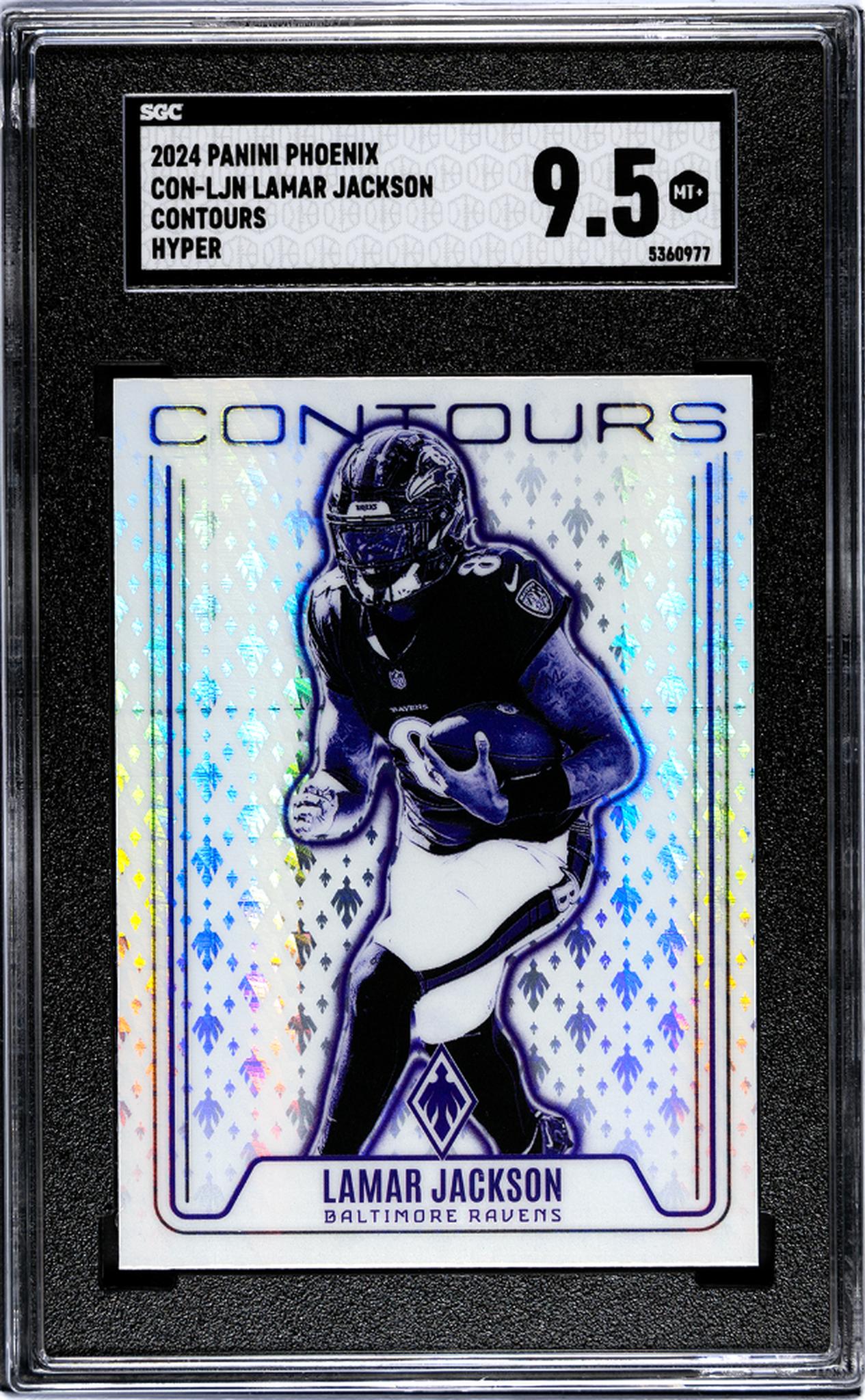 2024 Panini Phoenix #CON-LJN Lamar Jackson Contours Hyper SGC 9.5