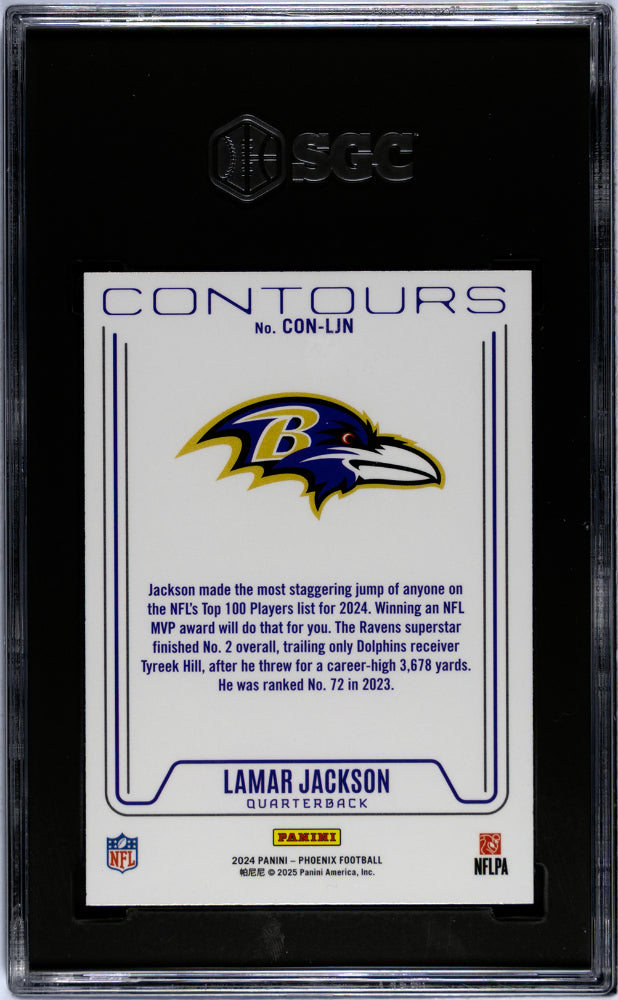 2024 Panini Phoenix #CON-LJN Lamar Jackson Contours Hyper SGC 9.5