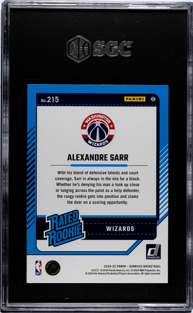 2024 Donruss Alexandre Sarr #215 RC SGC 9