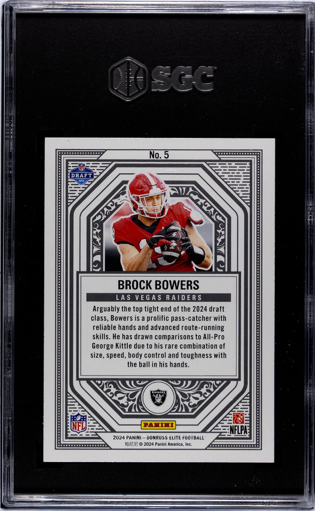 2024 Panini Elite #5 Brock Bowers Rookie On Deck SGC 10