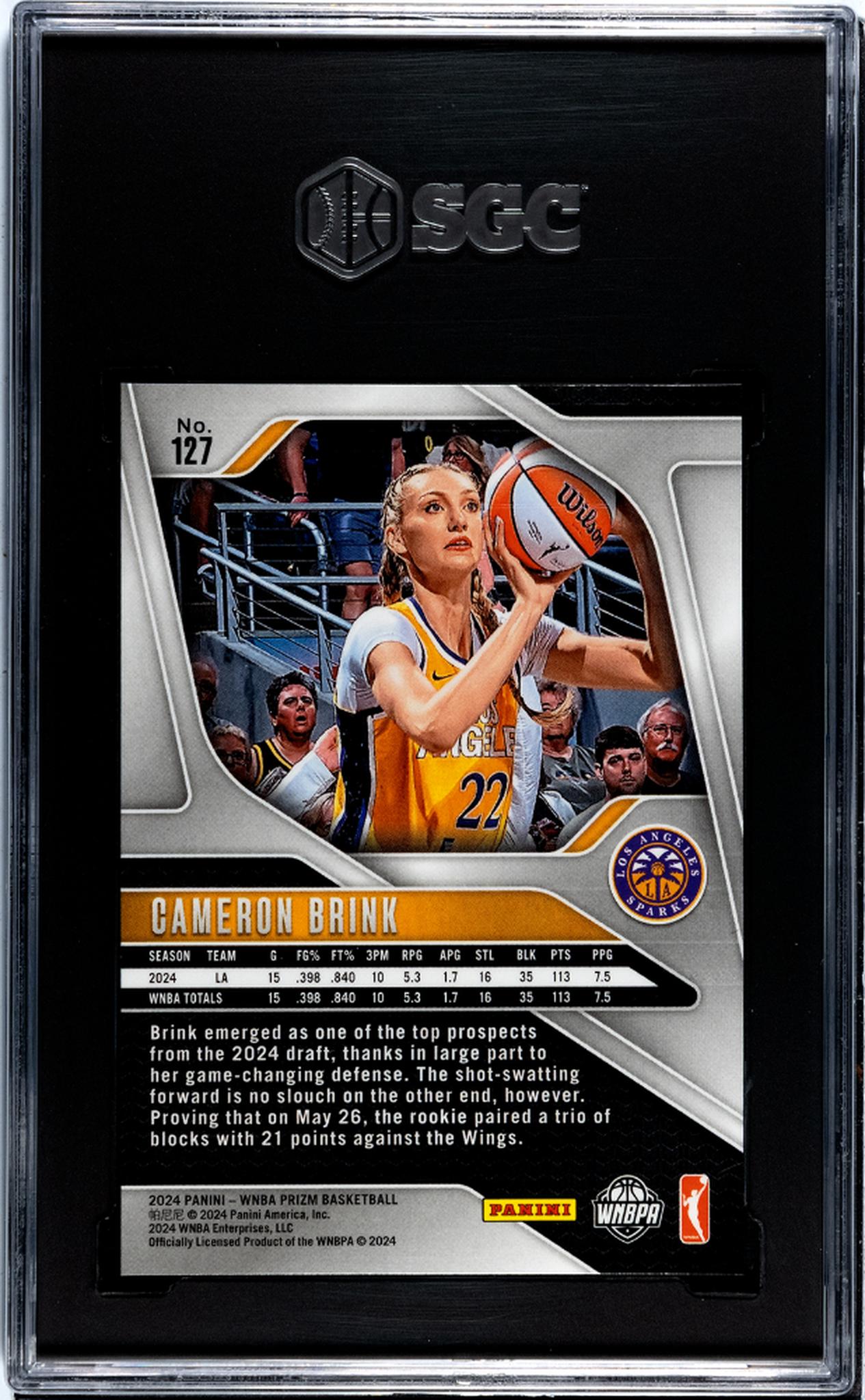 2024 Panini Prizm Wnba #127 Cameron Brink Ice Prizm SGC 9.5