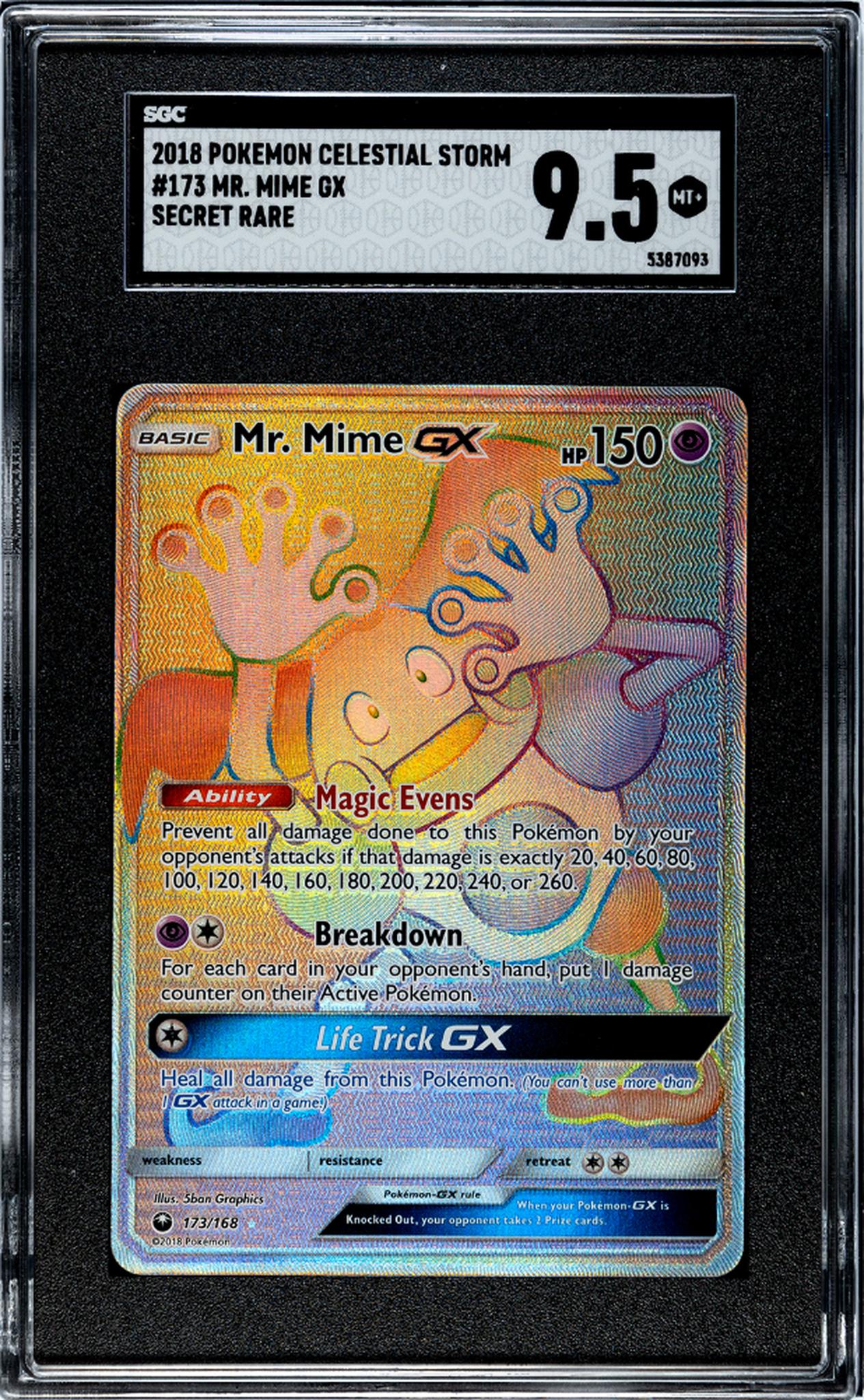 2018 Celestial Storm #173/168 Mr. Mime GX Secret Rare SGC 9.5