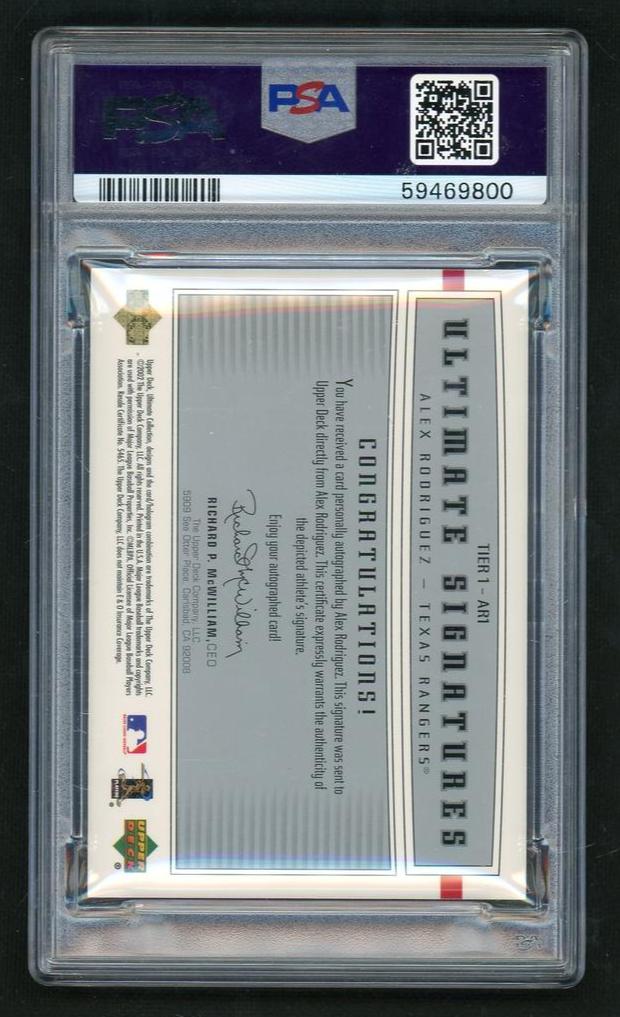 2002 Ultimate Collection Ultimate Signatures Ultimate Signatures Alex Rodriguez #AR1 /399 PSA 8