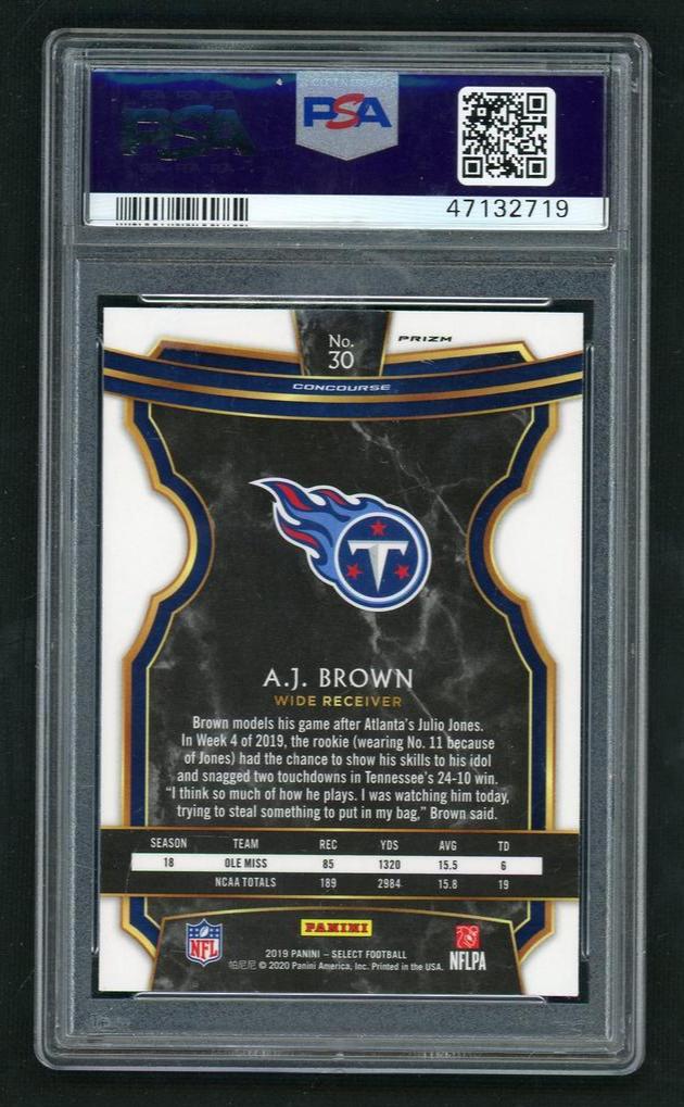 2019 Panini Select Concourse Silver Prizm A.J. Brown #30 PSA 10