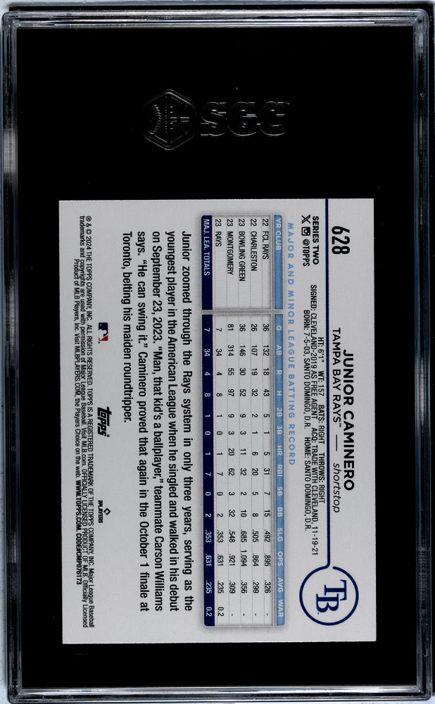 2024 Topps Junior Caminero #628 RC SGC 9.5