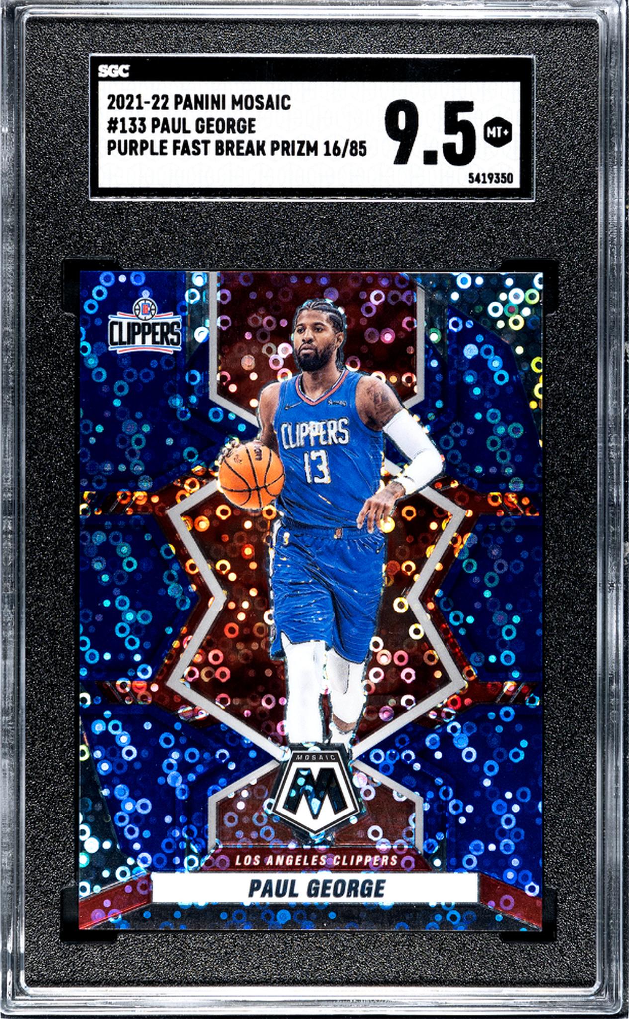 2021 Panini Mosaic #133 Paul George Blue Fast Break /85 SGC 9.5 Clippers