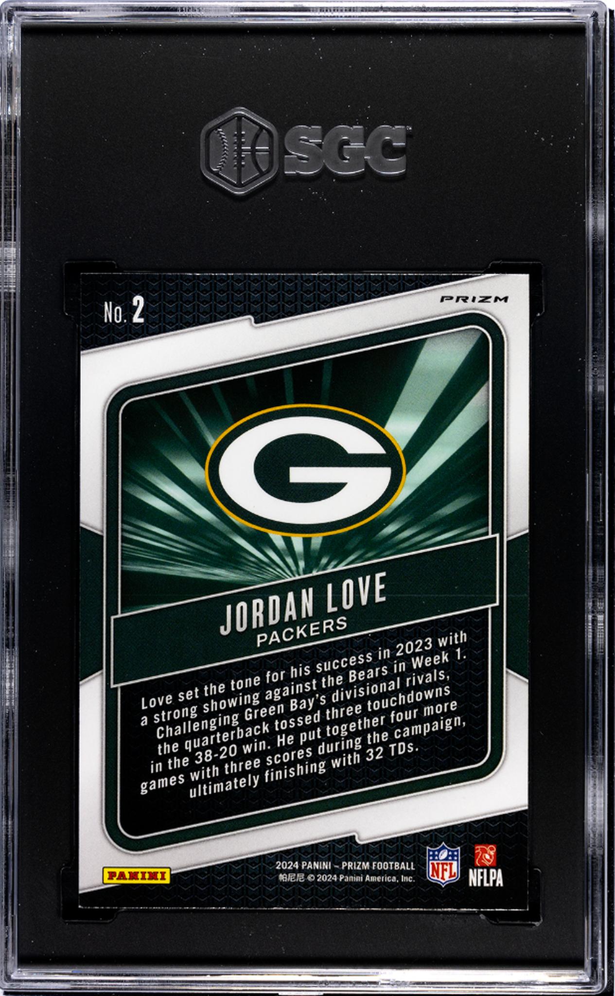 2024 Panini Prizm Green Hype Jordan Love #2 SGC 8.5