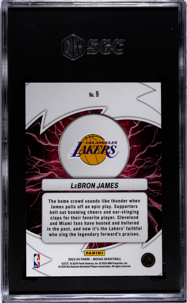 2023-24 Panini Mosaic #9 Lebron James Thunder Road SGC 10