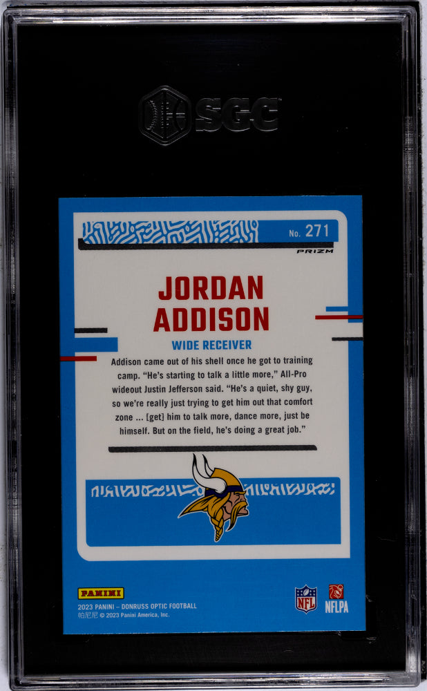 2023 Panini Donruss Optic #271 Jordan Addison Blue Rookie SGC 10 Gem Mint 