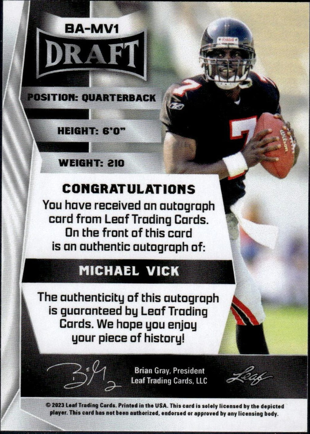 2023 Leaf Draft Michael Vick Auto