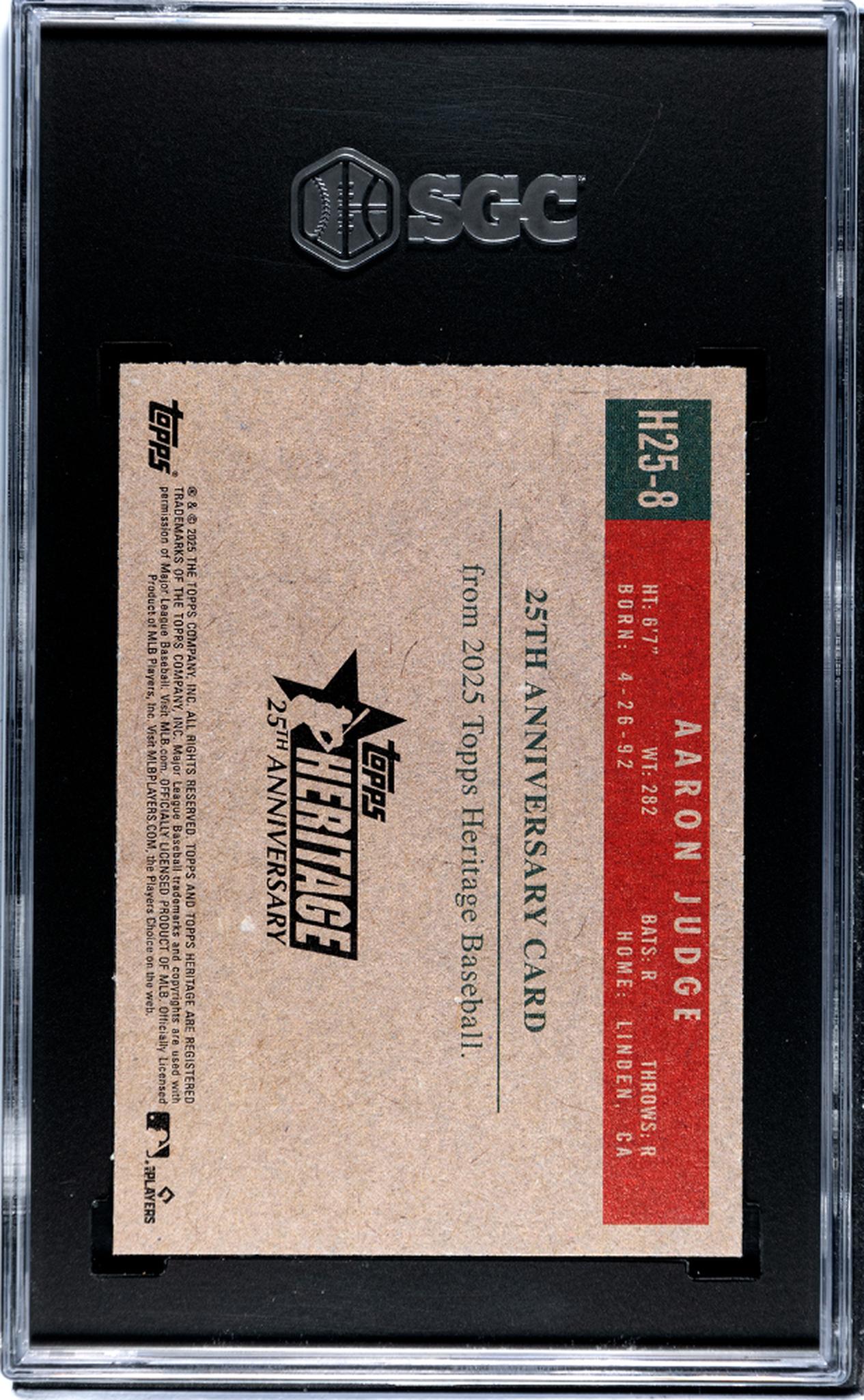 2025 Topps Heritage #H25-8 Aaron Judge 25th Anniversary SGC 10