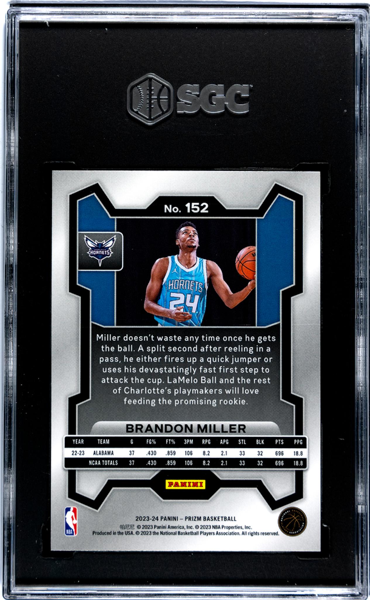 2023-24 Panini Prizm Brandon Miller #152 RC SGC 9.5