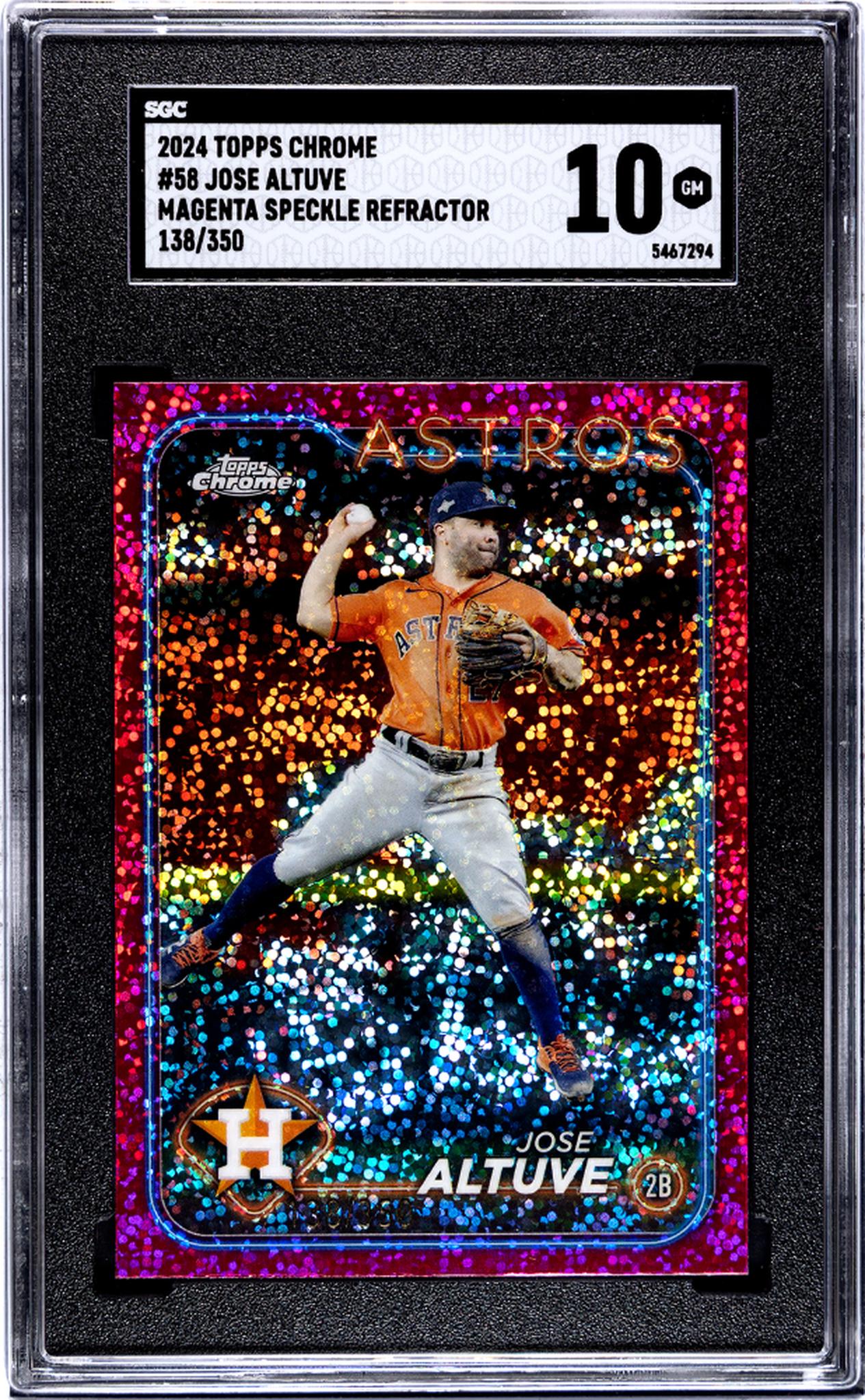 2024 Topps Chrome Magenta Speckle Refractor Jose Altuve #58 /350 SGC 10