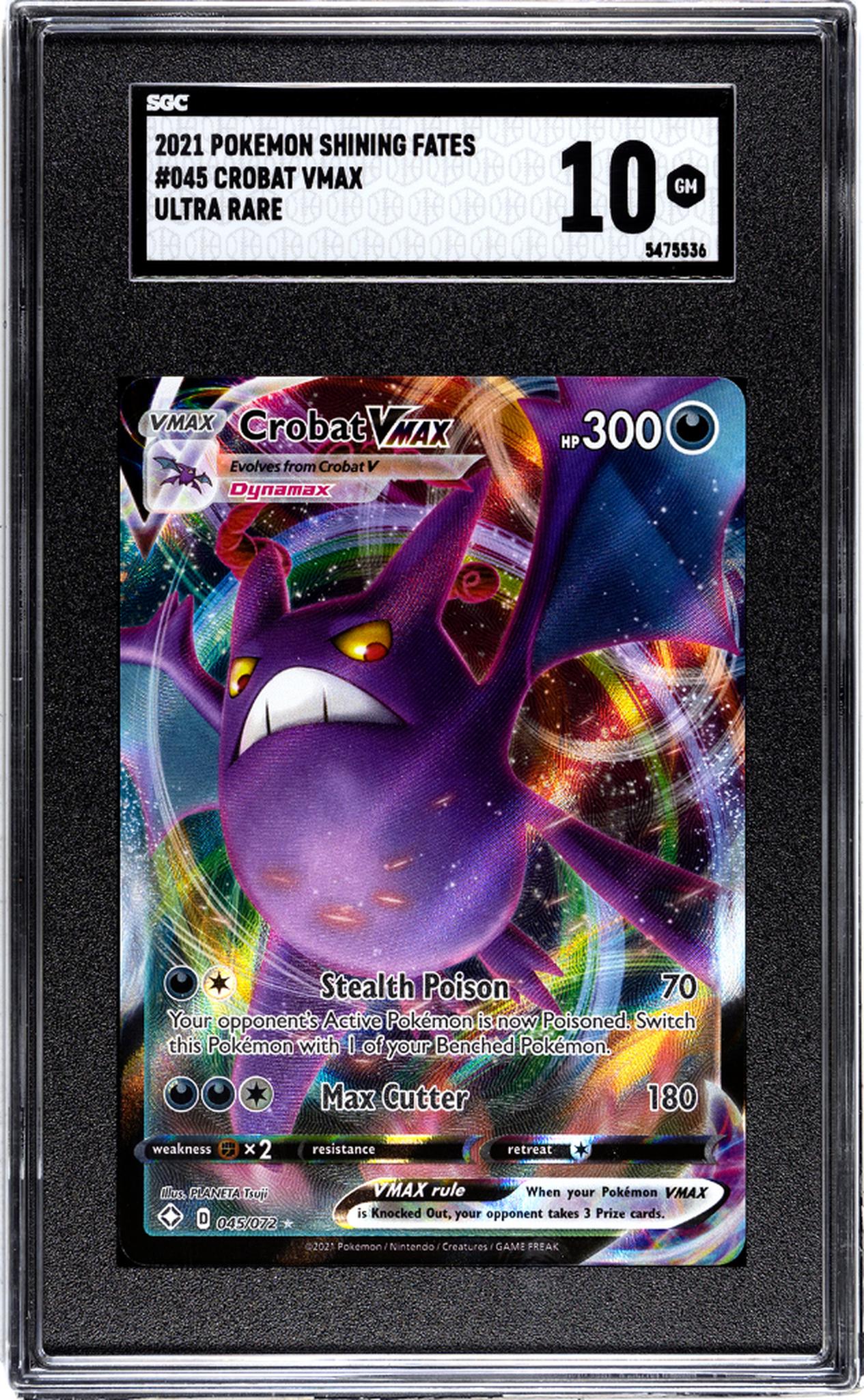 2021 Pokemon TCG #045/072 Crobat VMAX Shining Fates SGC 10