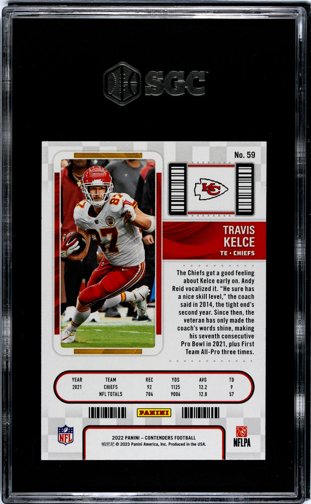 2022 Panini Contenders #59 Travis Kelce Season Ticket SGC 10
